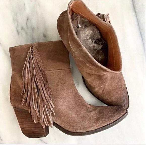 FREE PEOPLE Jeffrey Campbell leather fringe Roswell booties BOOTS Tan NWOB 9 - Picture 7 of 8